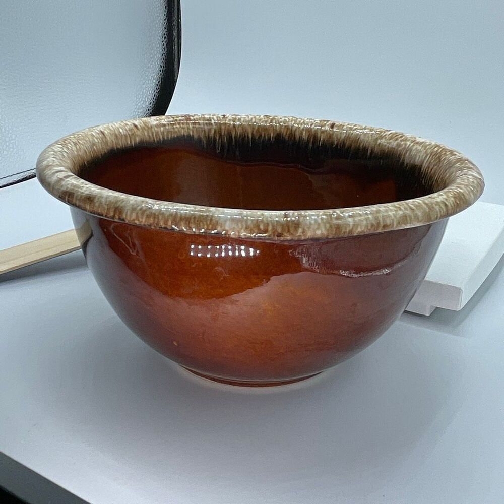 Vintage Hull Brown Drip Pottery drip glaze bowl medium mixing size